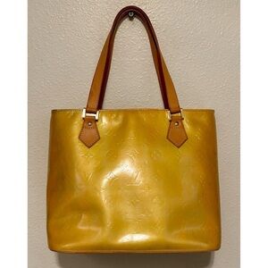 LOUIS VUITTON Reade MM Vernis Patent & Vachetta Leather Yellow Monogram Bag